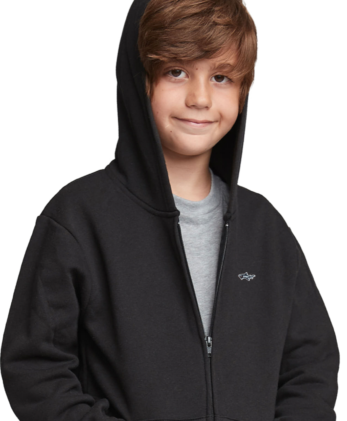 Youth Black Shark Zip Hoody