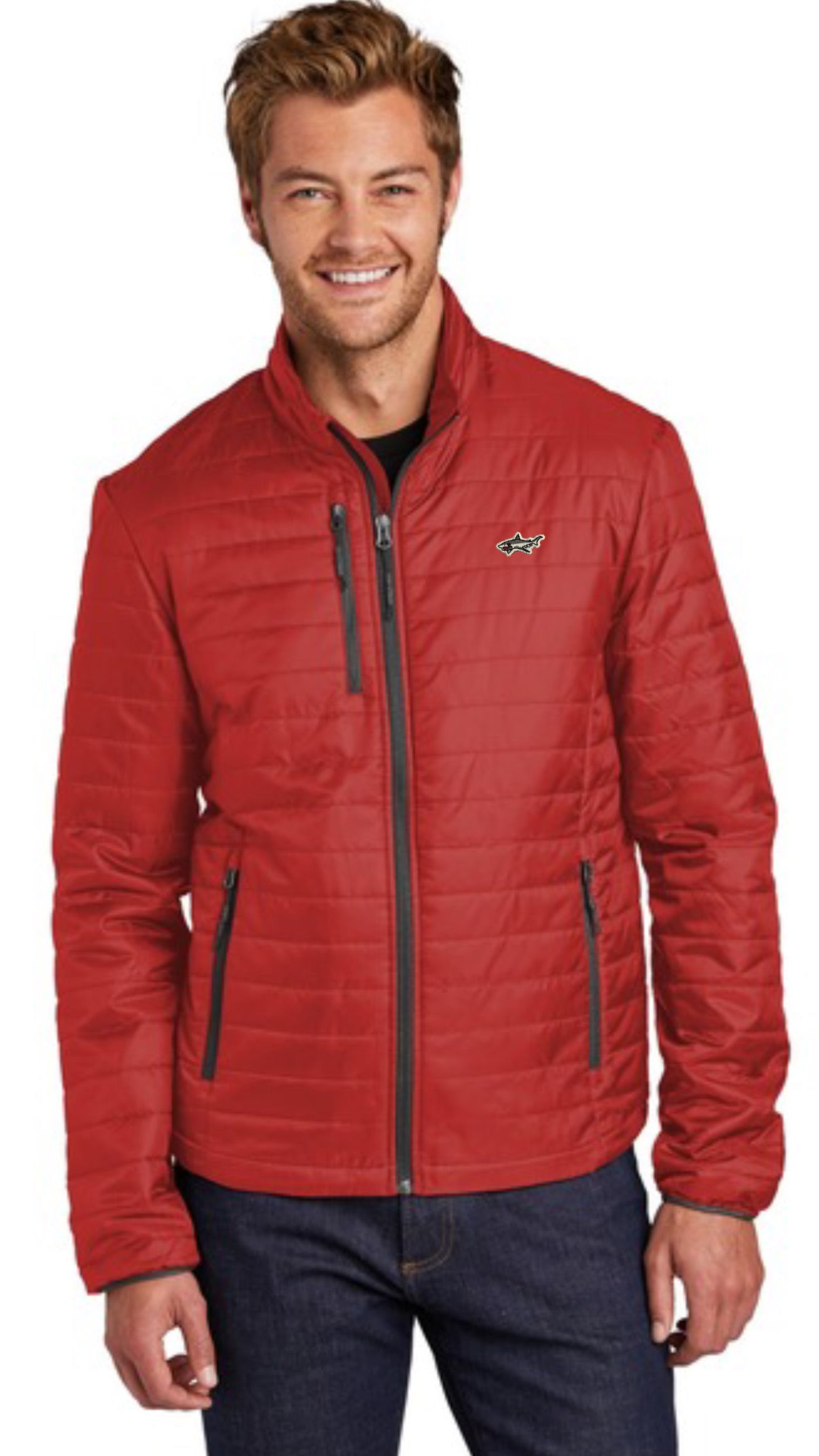 Cherry Red Shark Puff Jacket