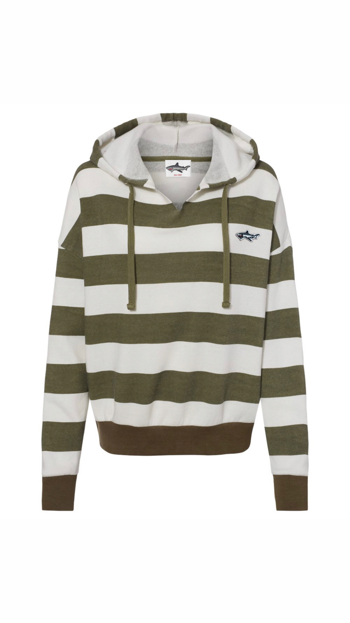 Striped Olive Fleece Shark Sweatshirt